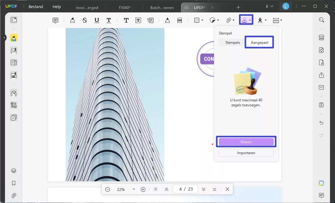 stempel uit pdf halen op maat