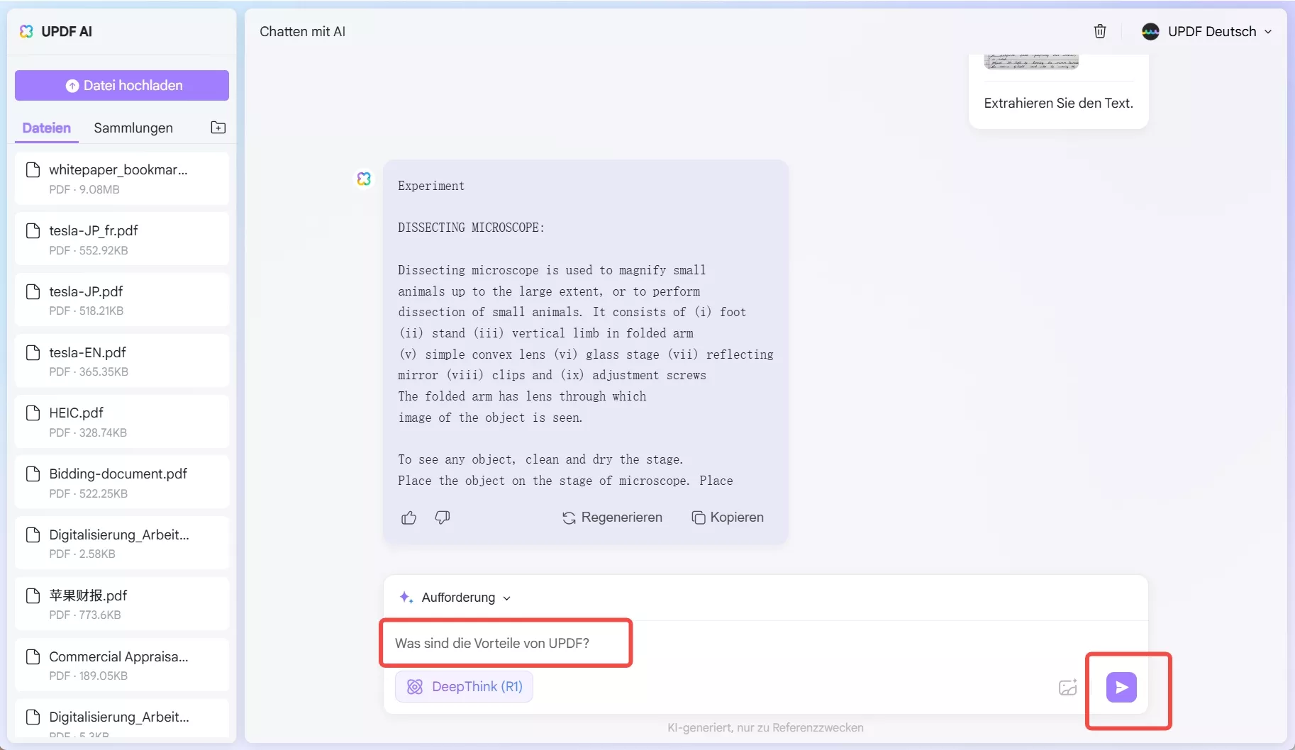 Geben Sie Ihre Eingabeaufforderung ein, um deepseek r1 updf ai online zu verwenden