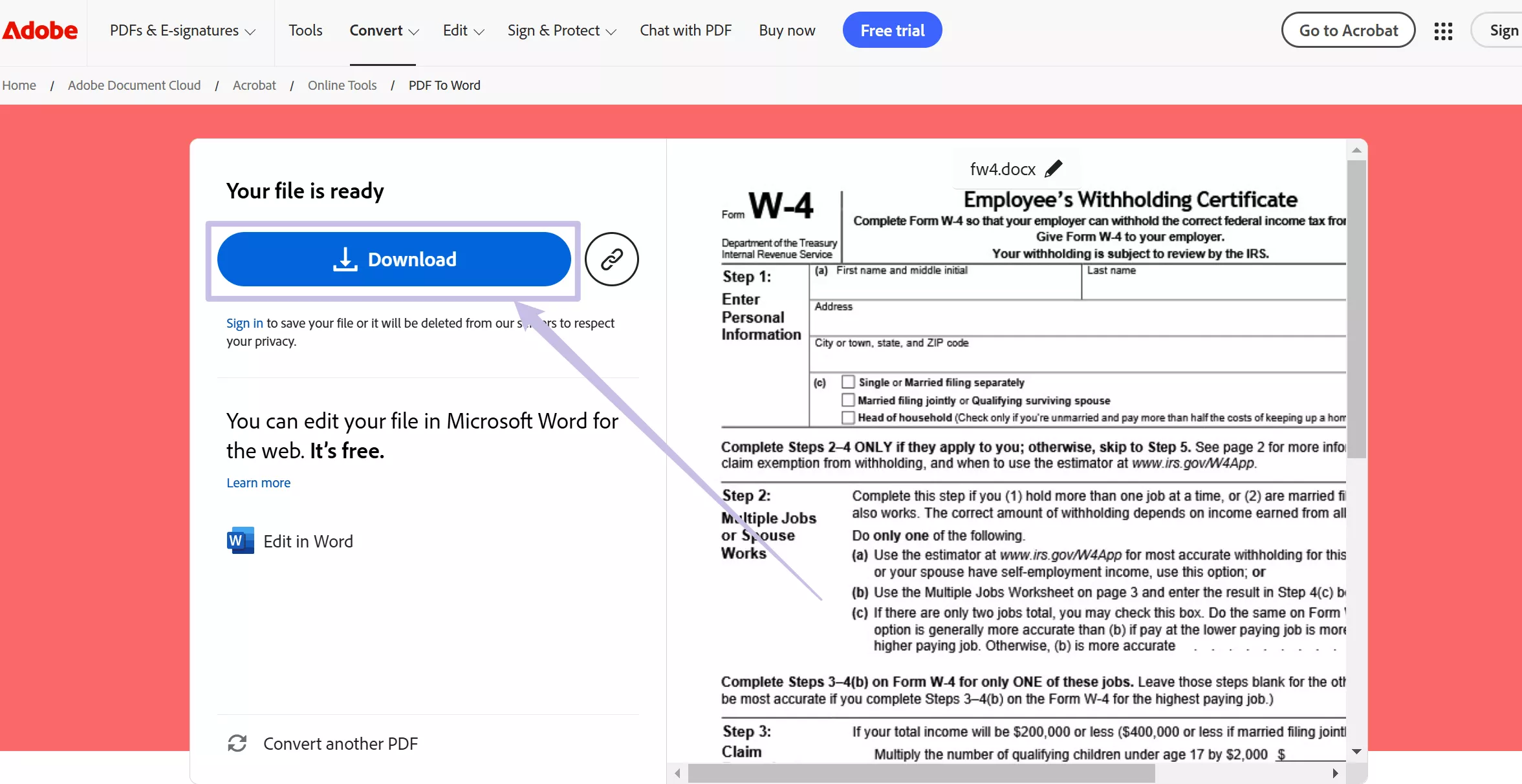 download converted word adobe acrobat online.