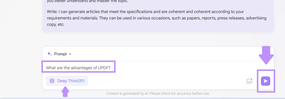 enter your prompt to use deepseek r1 updf ai online
