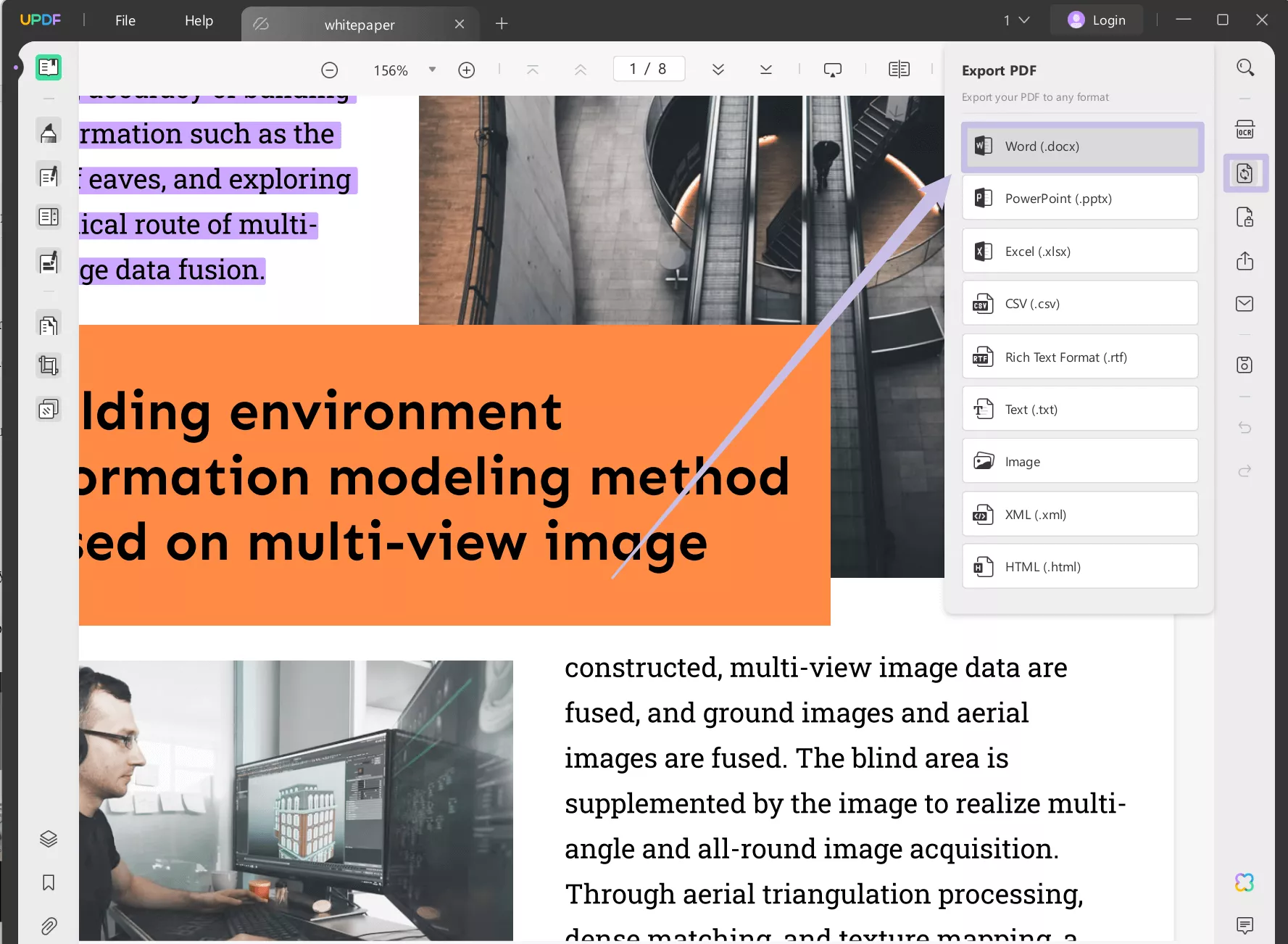 export pdf to word updf