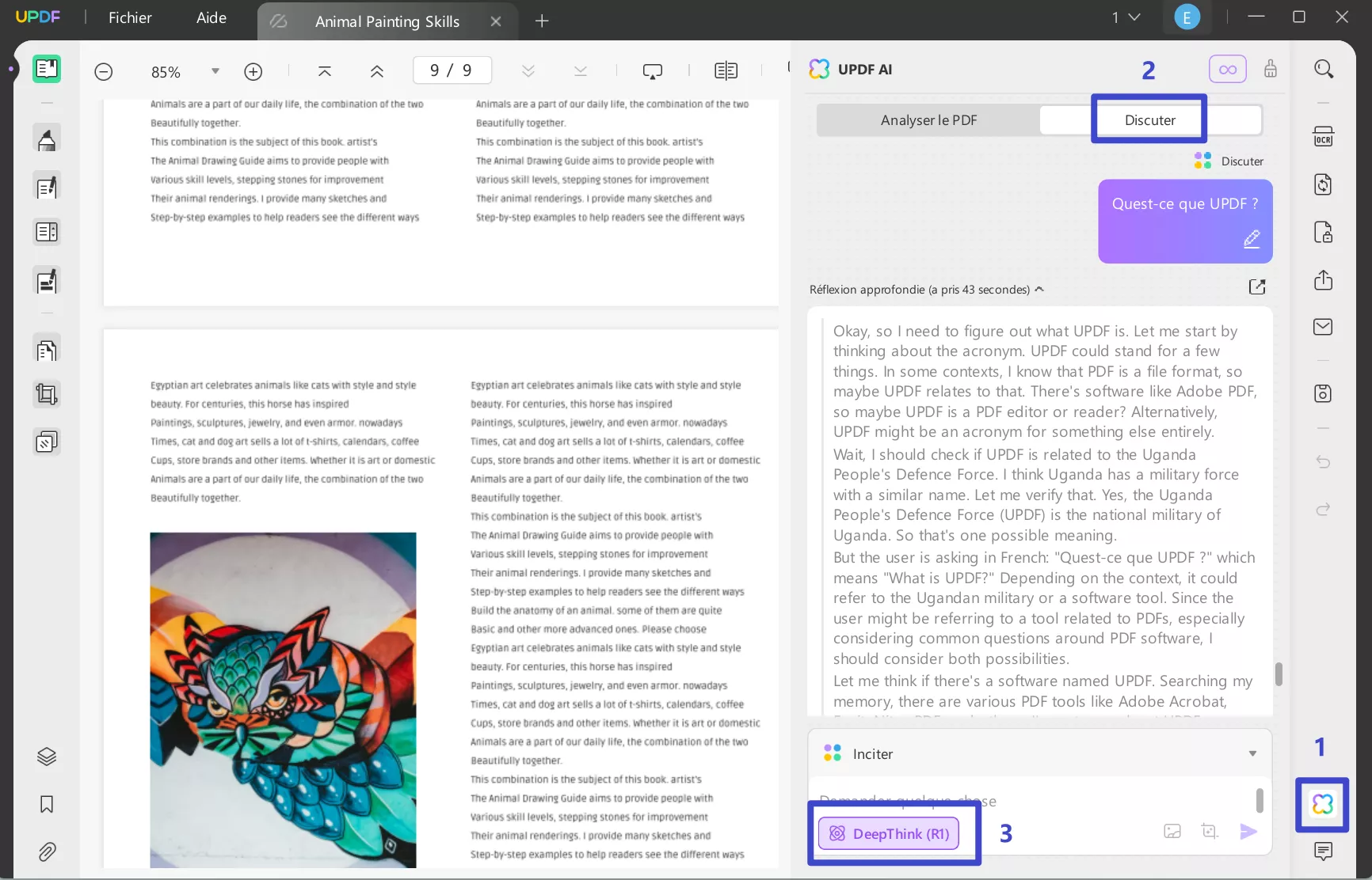 réflexion approfondie effectuée par deepseek r1 updf ai en ligne