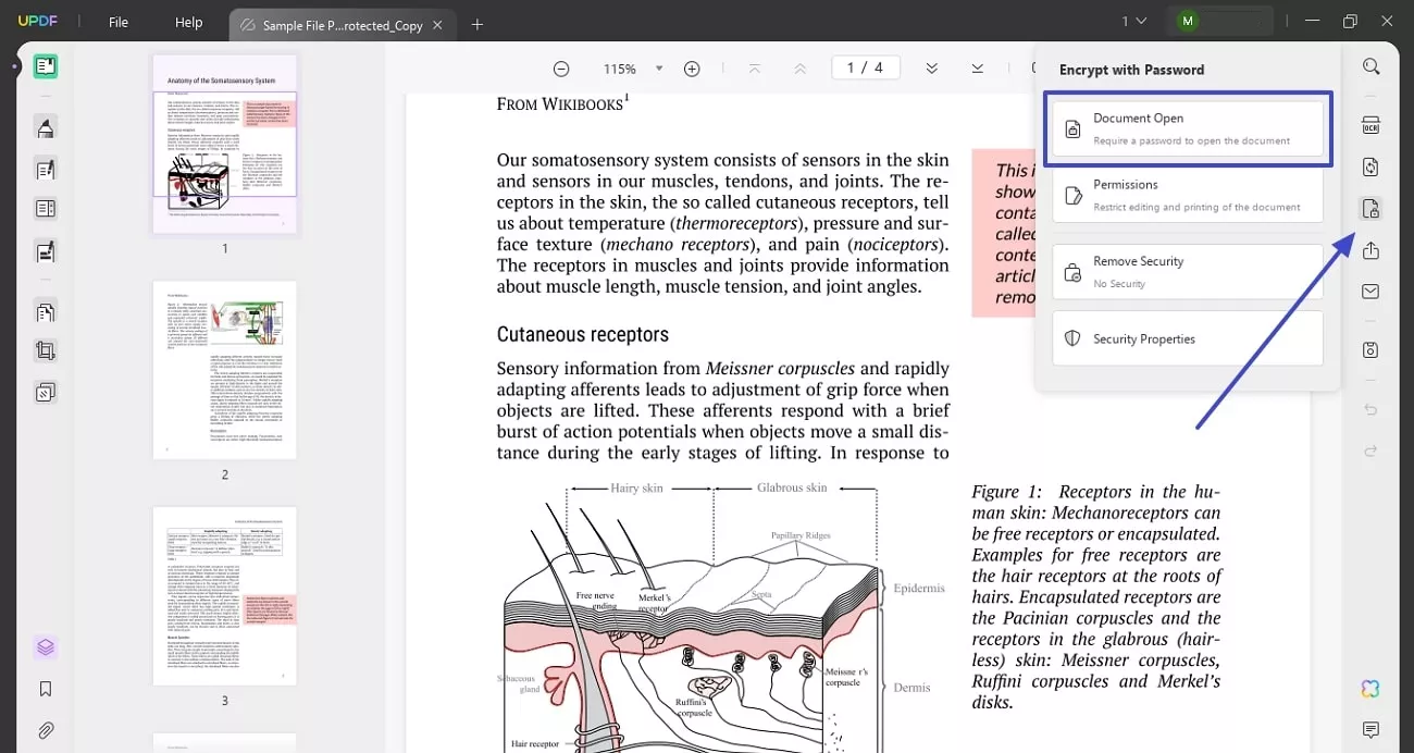 access the encrypt with password feature