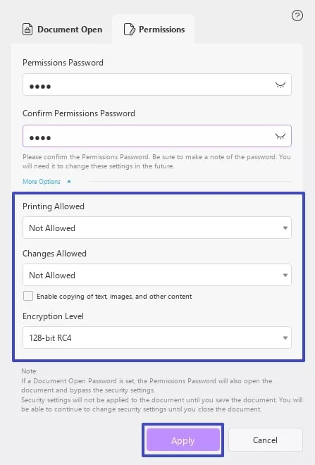 restrict or allow permissions