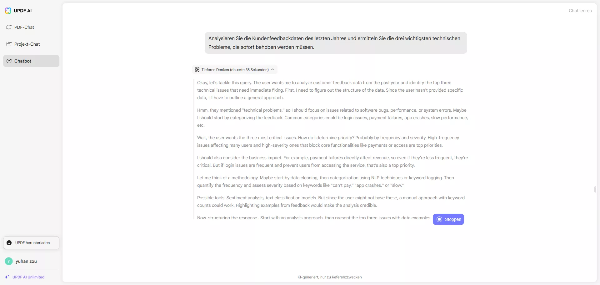 Analyse von Kundenservicedaten updf KI