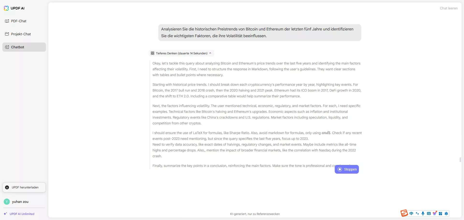 Finanz-Eingabeaufforderungen mit DeepThink