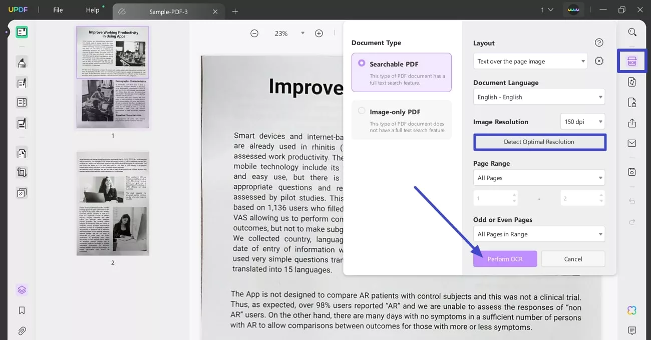 perform ocr on scanned pdf