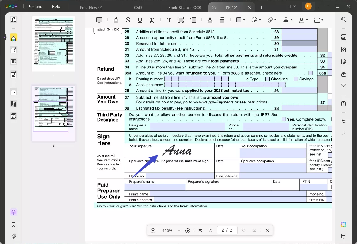 het openen van het PDF-bestand dat de digitale handgeschreven tekst bevat.