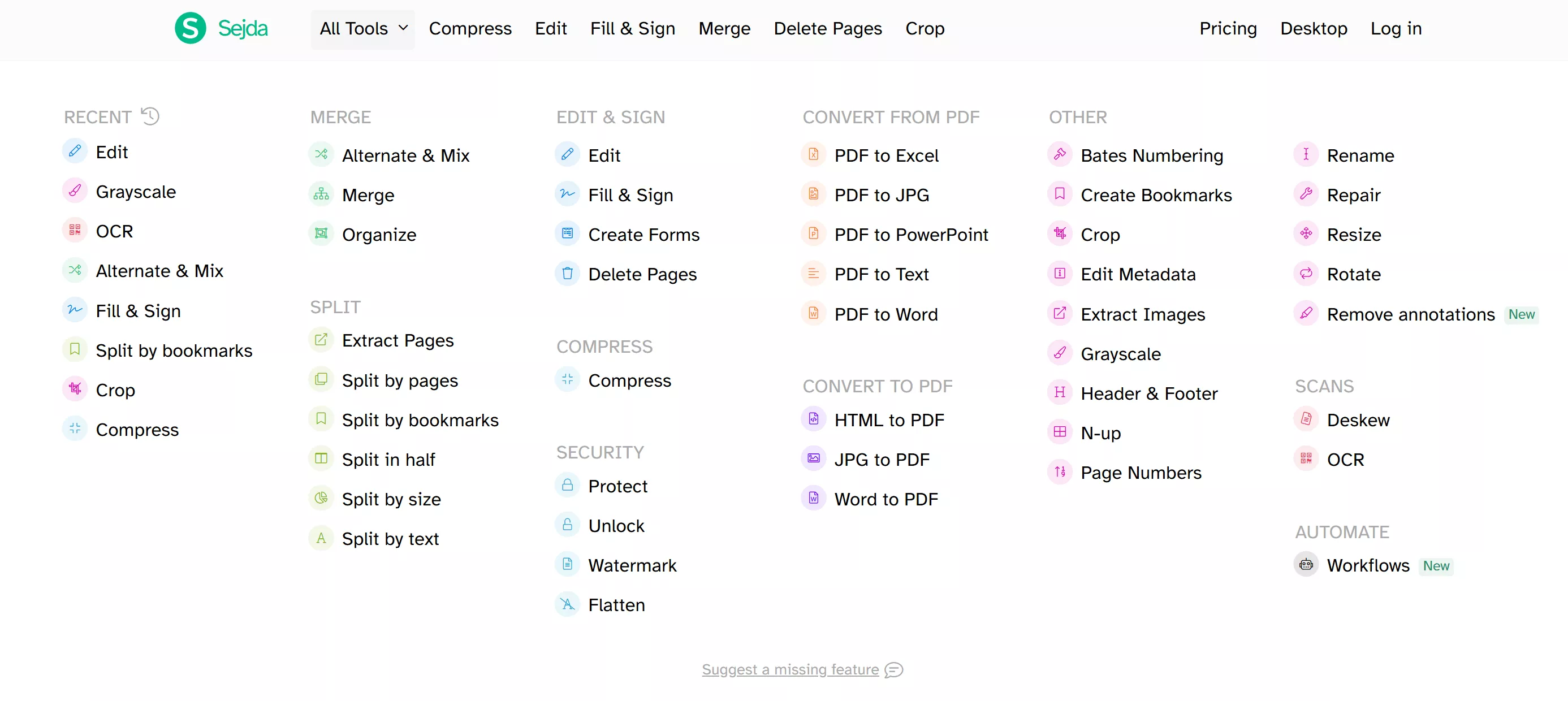 sedja online pdf editor features