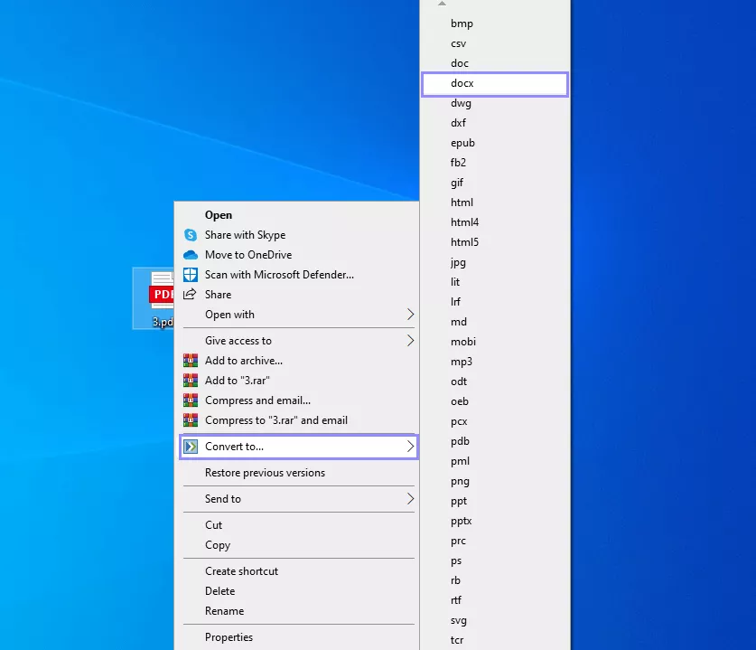 select convert to with zamzar desktop