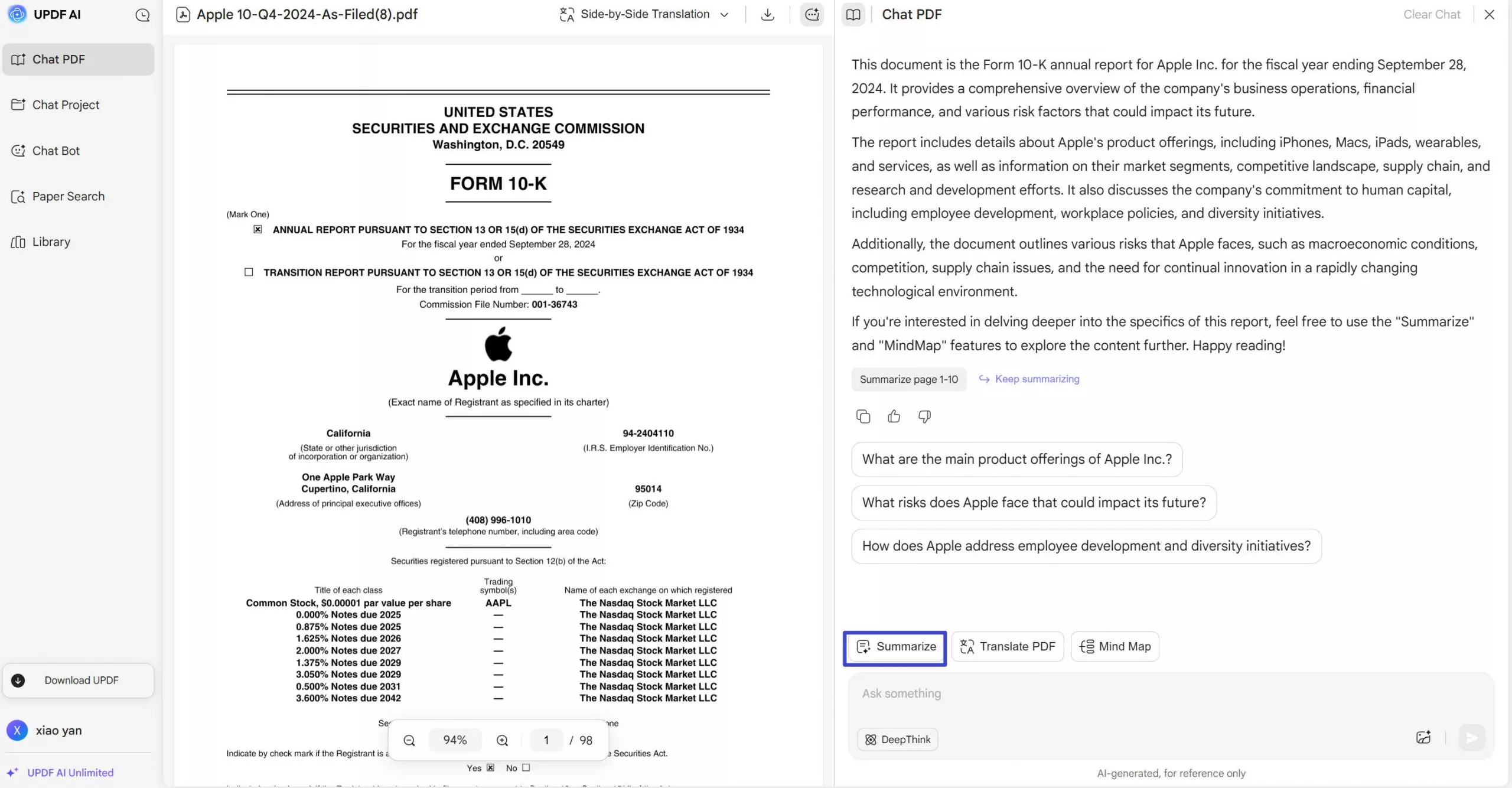upload and summarize PDF