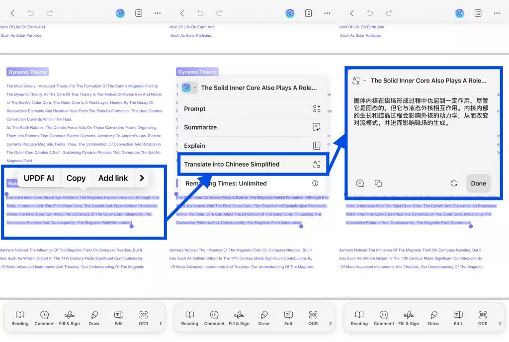 translate ocred pdf on phone