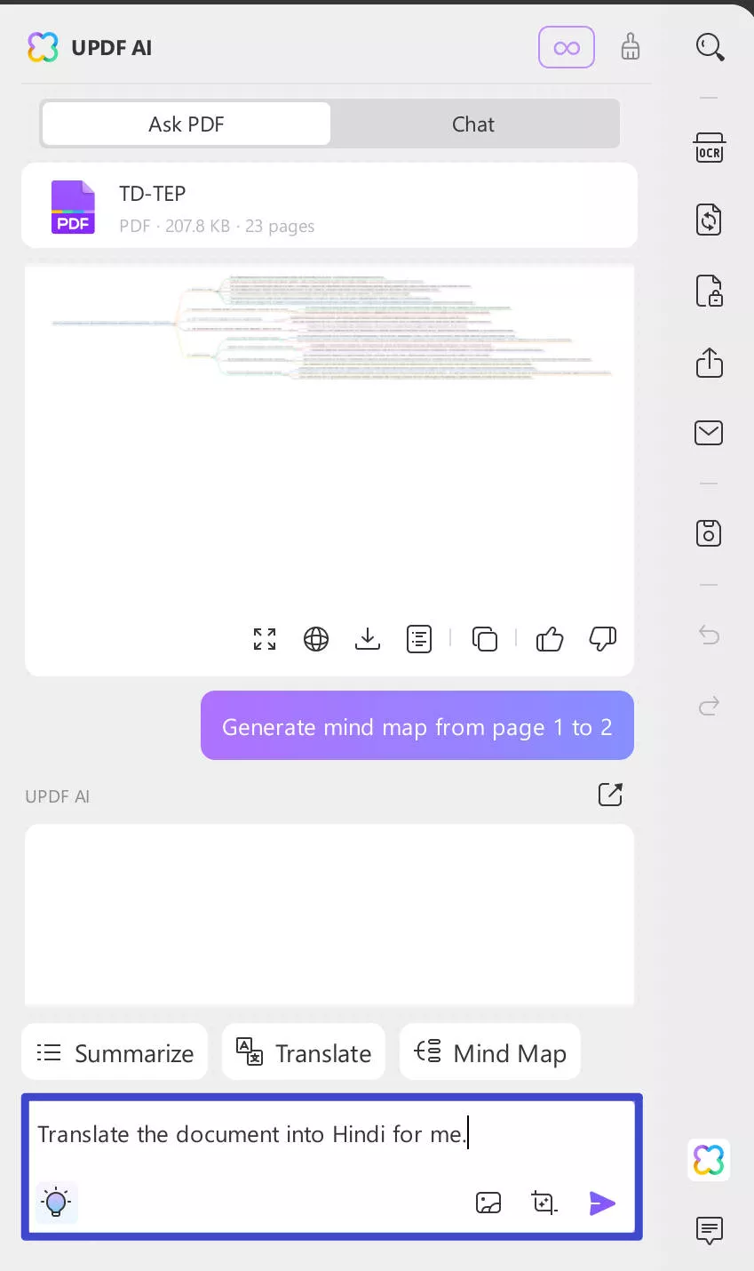 vertalen in de Ask PDF-modus