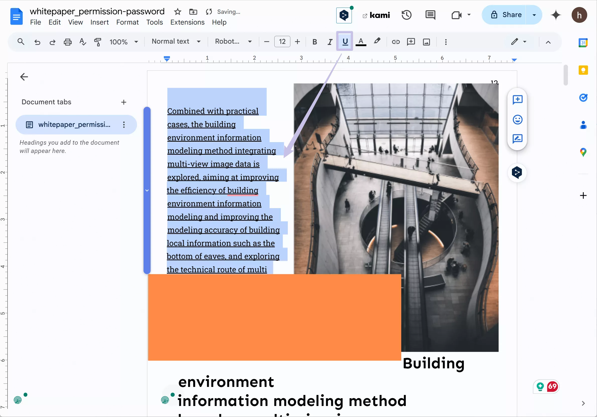 underline in google docs