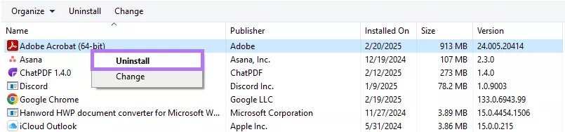 Adobe Acrobat verwijderen
