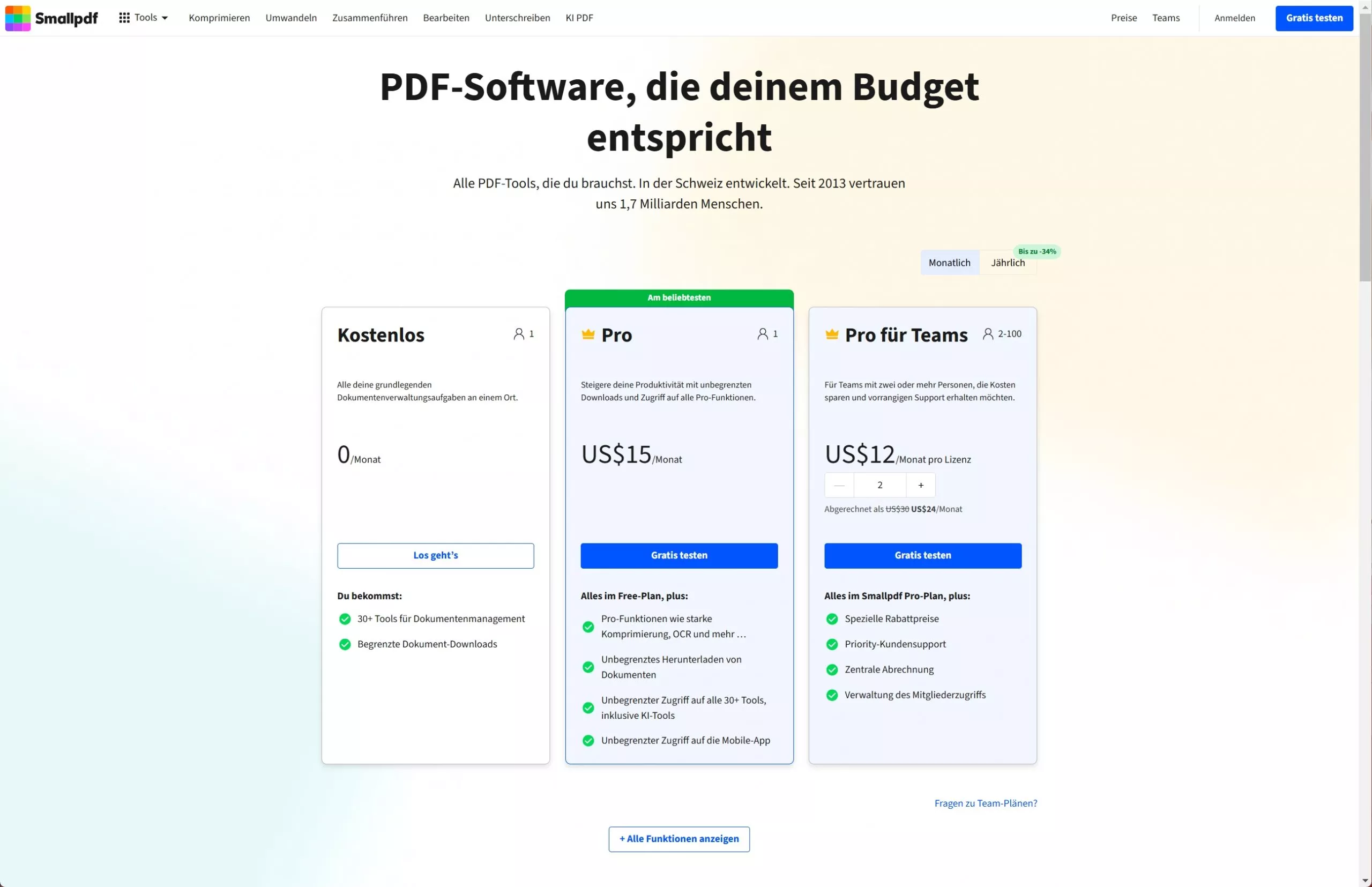 Kostenpflichtige Funktion und teure Preise