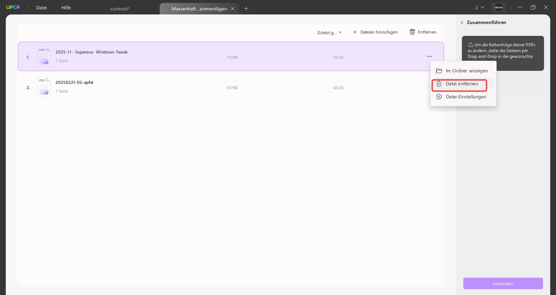 PDFs in einer einzigen Datei zusammenführen