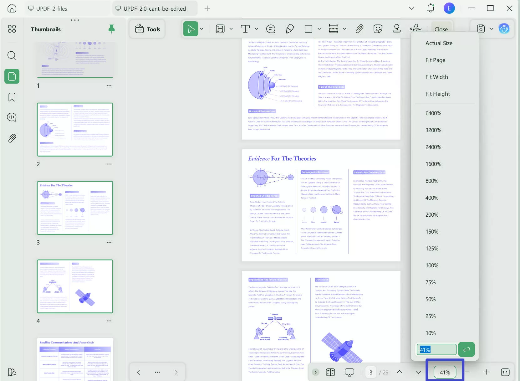 change the display size on UPDF