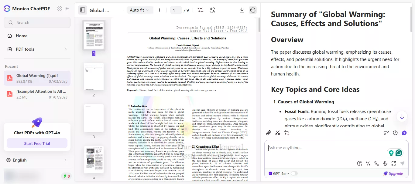 chat with the pdf monica ai