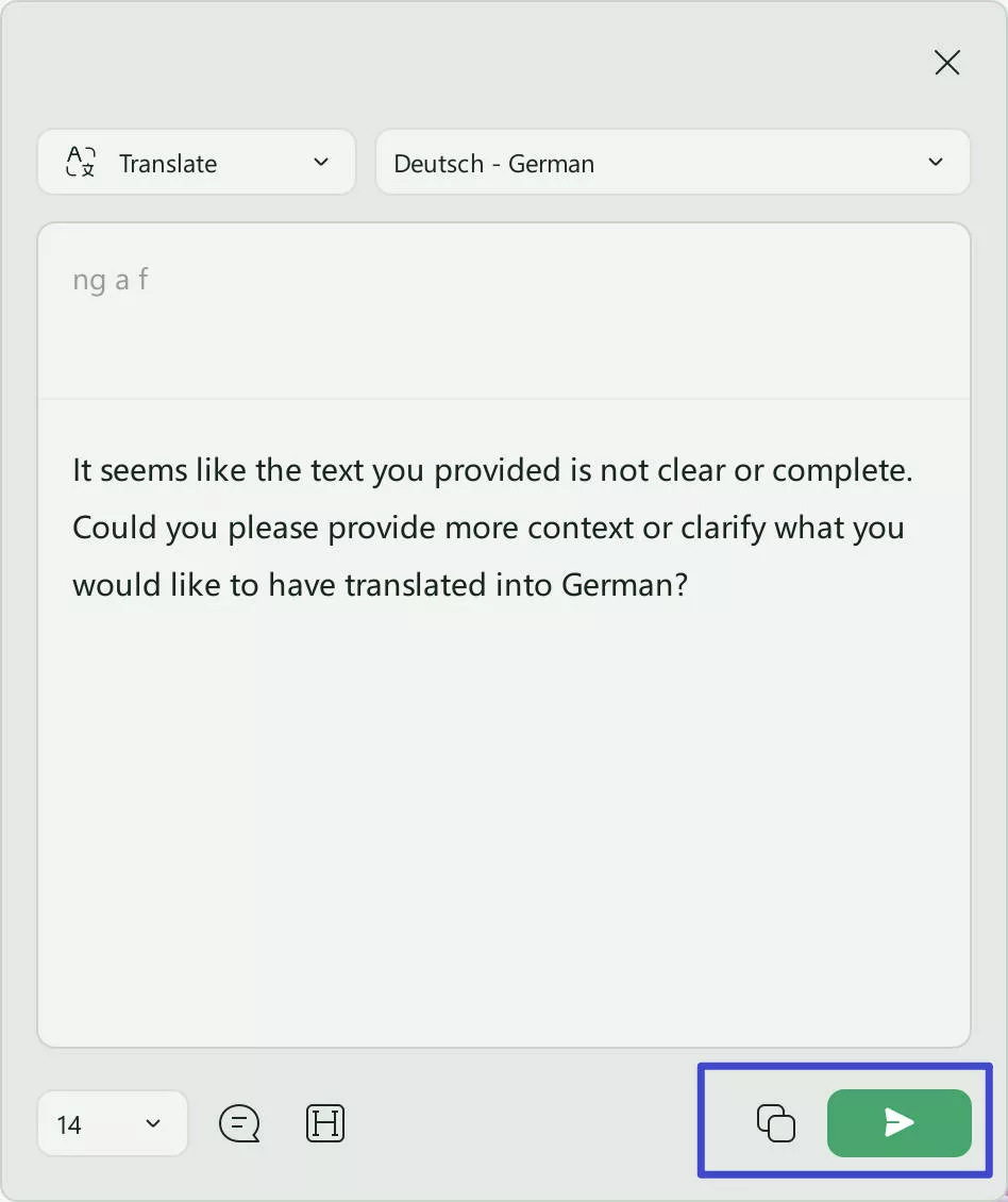 copy or regenerate obtained text