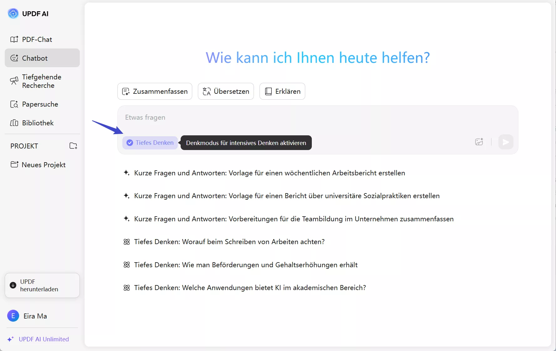 Geben Sie die Aufforderung ein