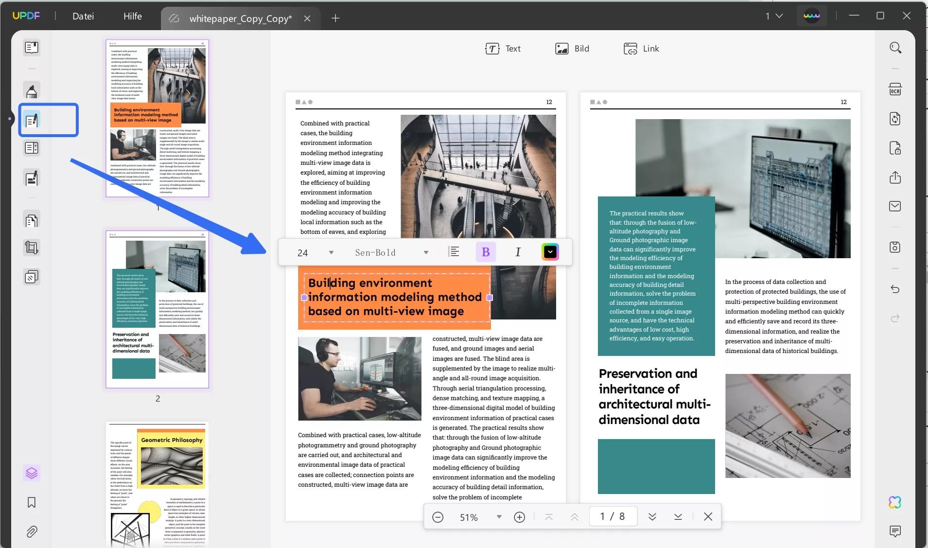 Text in PDF/UPD bearbeiten