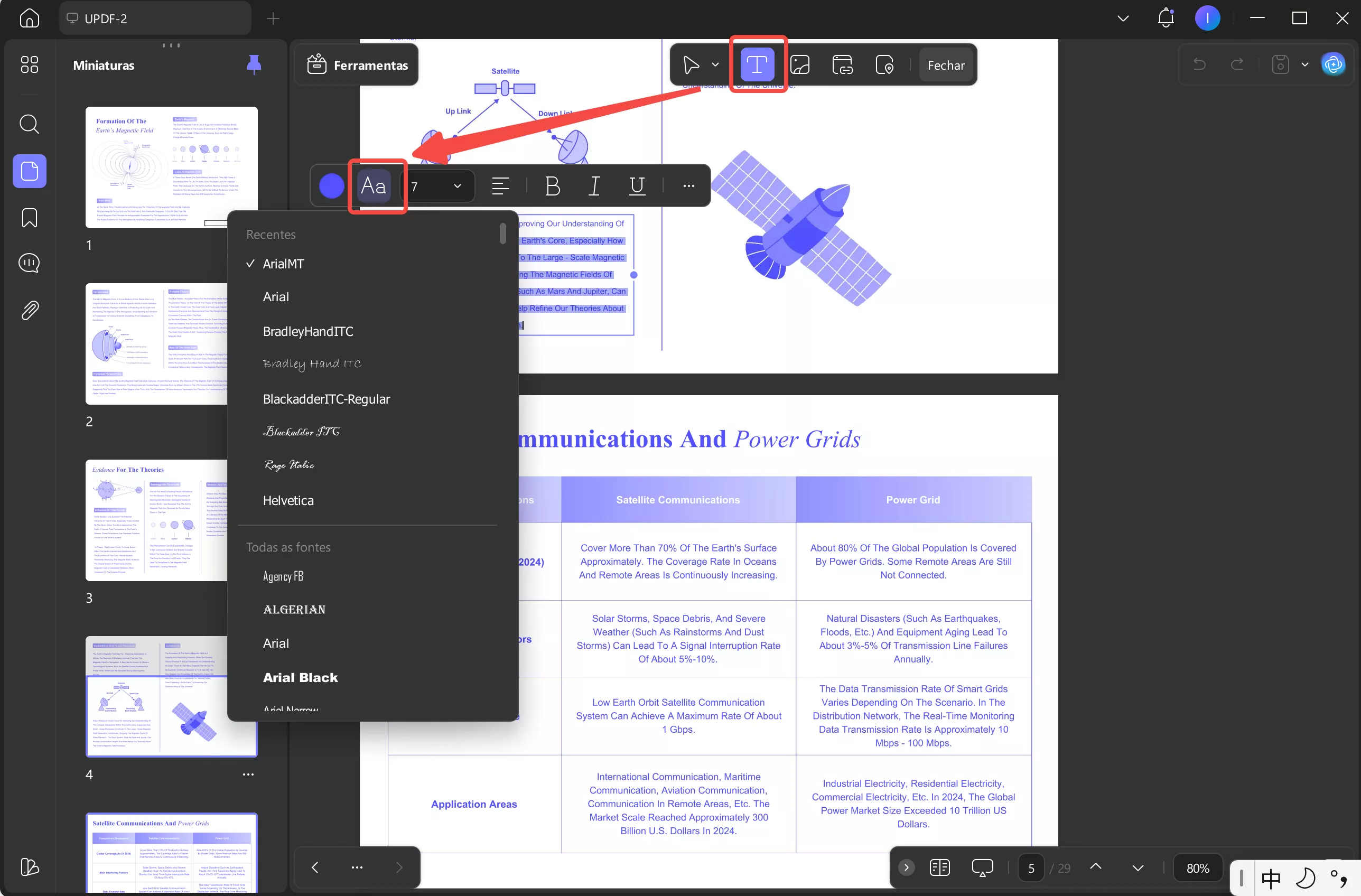 encontrar fonte de pdf alterar fonte