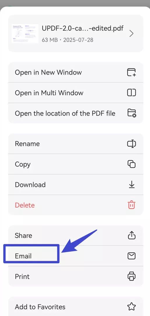 share your pdf via email updf android