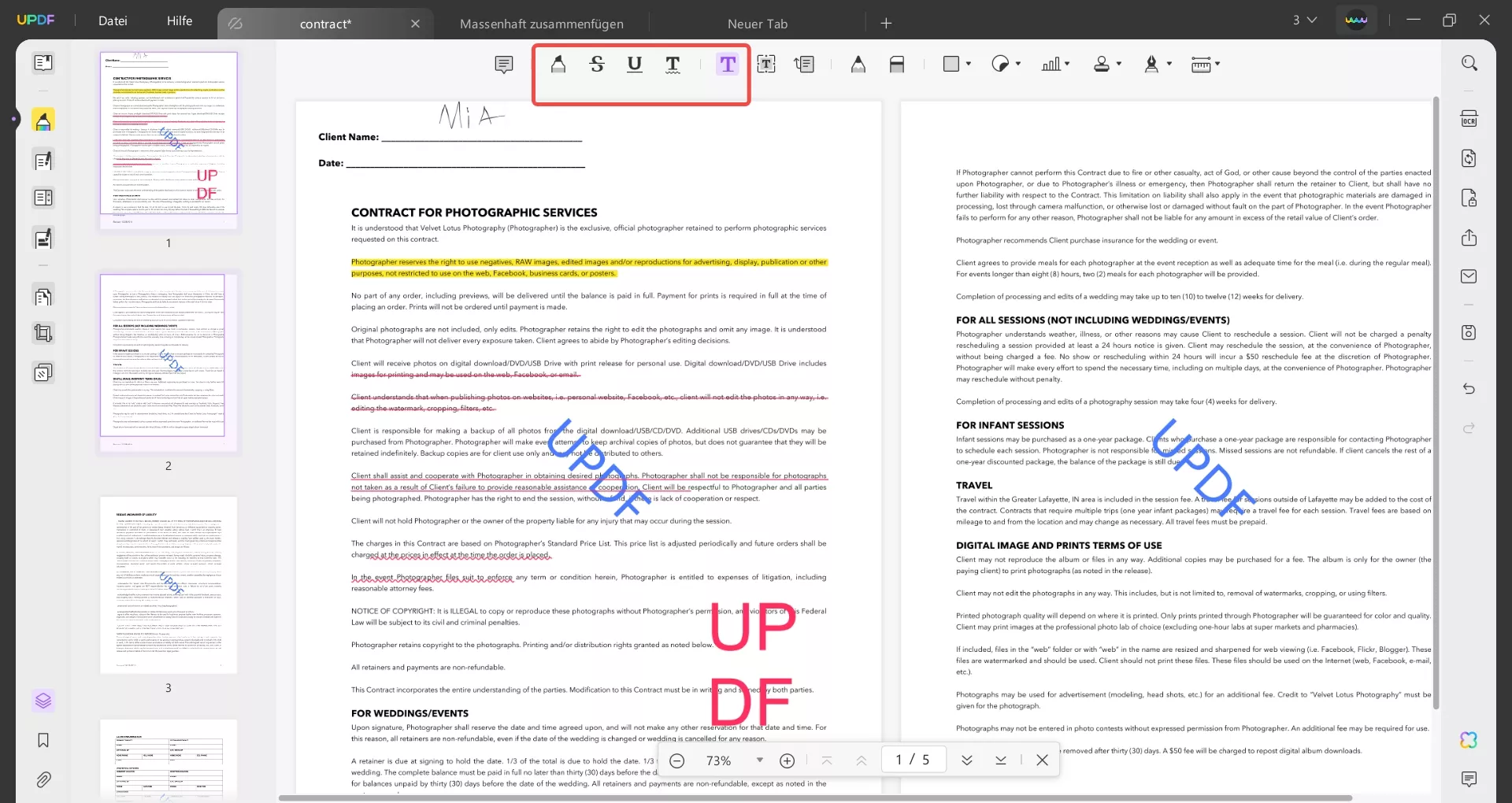 Text markieren und Kommentar hinzufügen