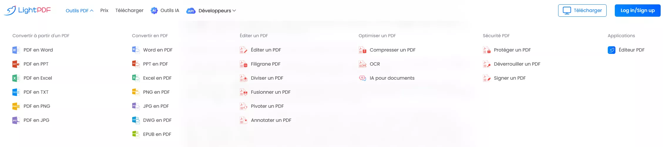 outil PDF LightPDF