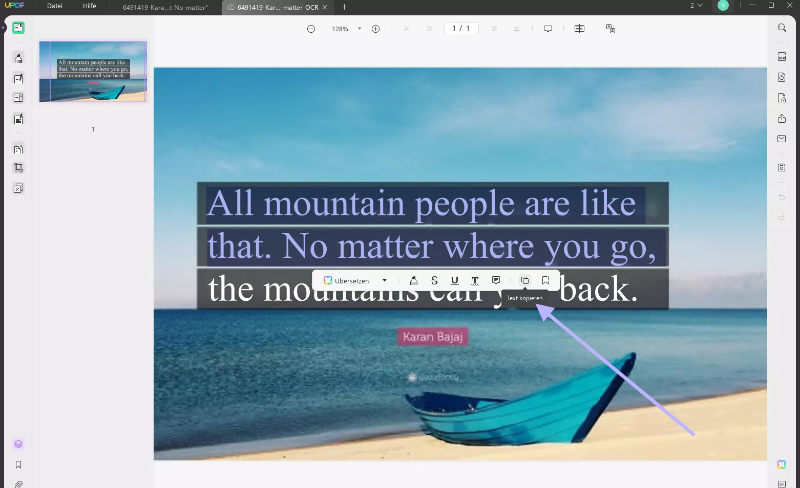 Greifen Sie auf die Kopierfunktion zu