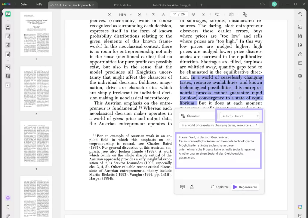 Wählen Sie die Sprache für den übersetzten Text