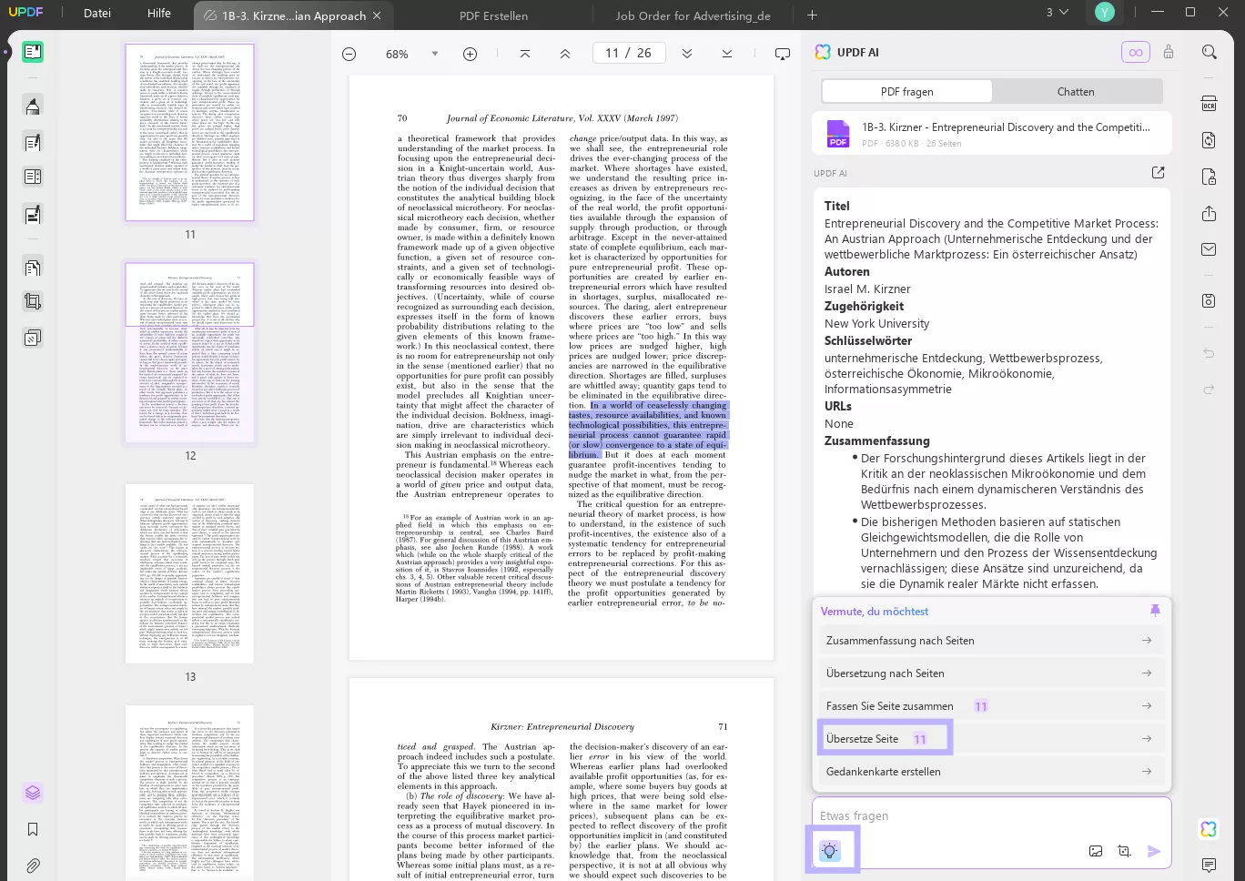 Wählen Sie die Funktion „Seite übersetzen“