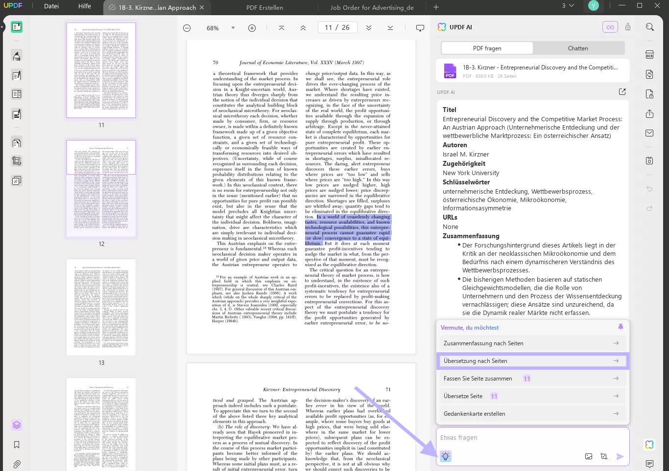 Funktion „Seitenweise übersetzen“ öffnen