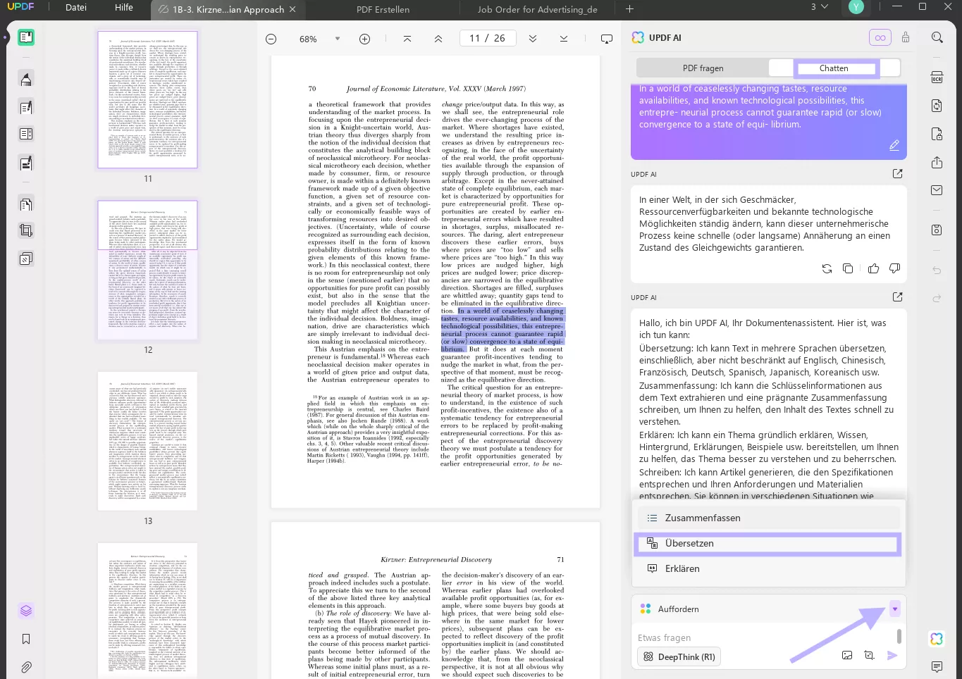 Greifen Sie auf den Eingabeaufforderungsbereich von UPDF zu