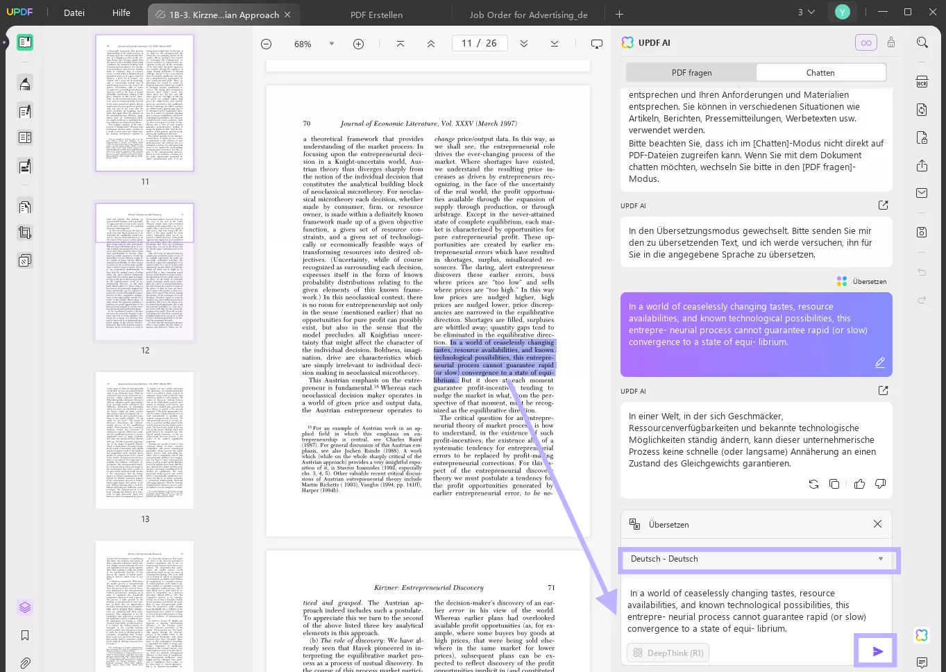 Füge den kopierten Text ein