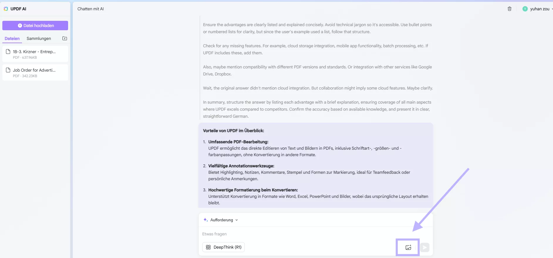 Bild auf UPDF AI hochladen