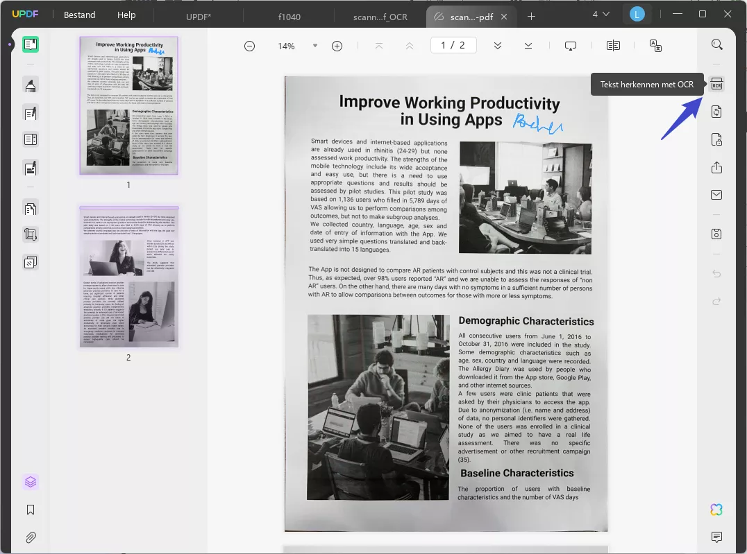 make pdf clear ocr icon