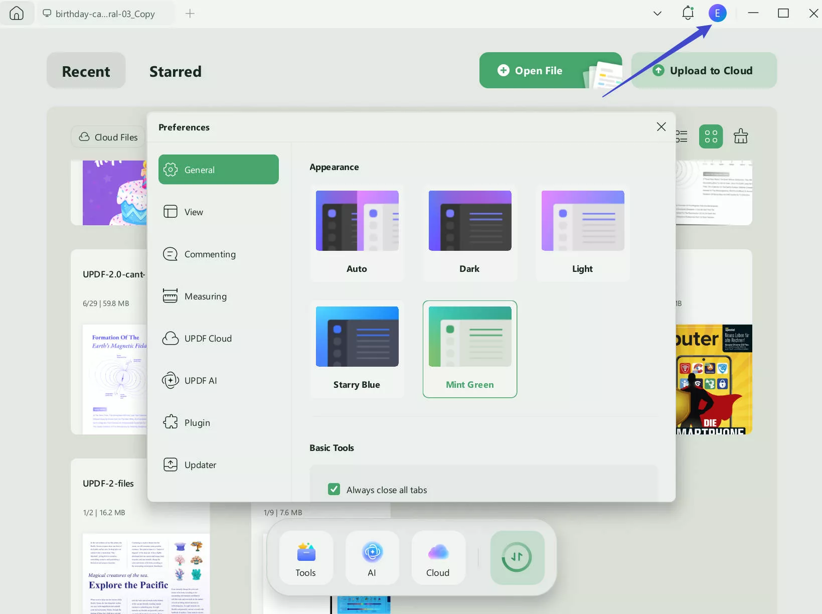change appearance updf windows