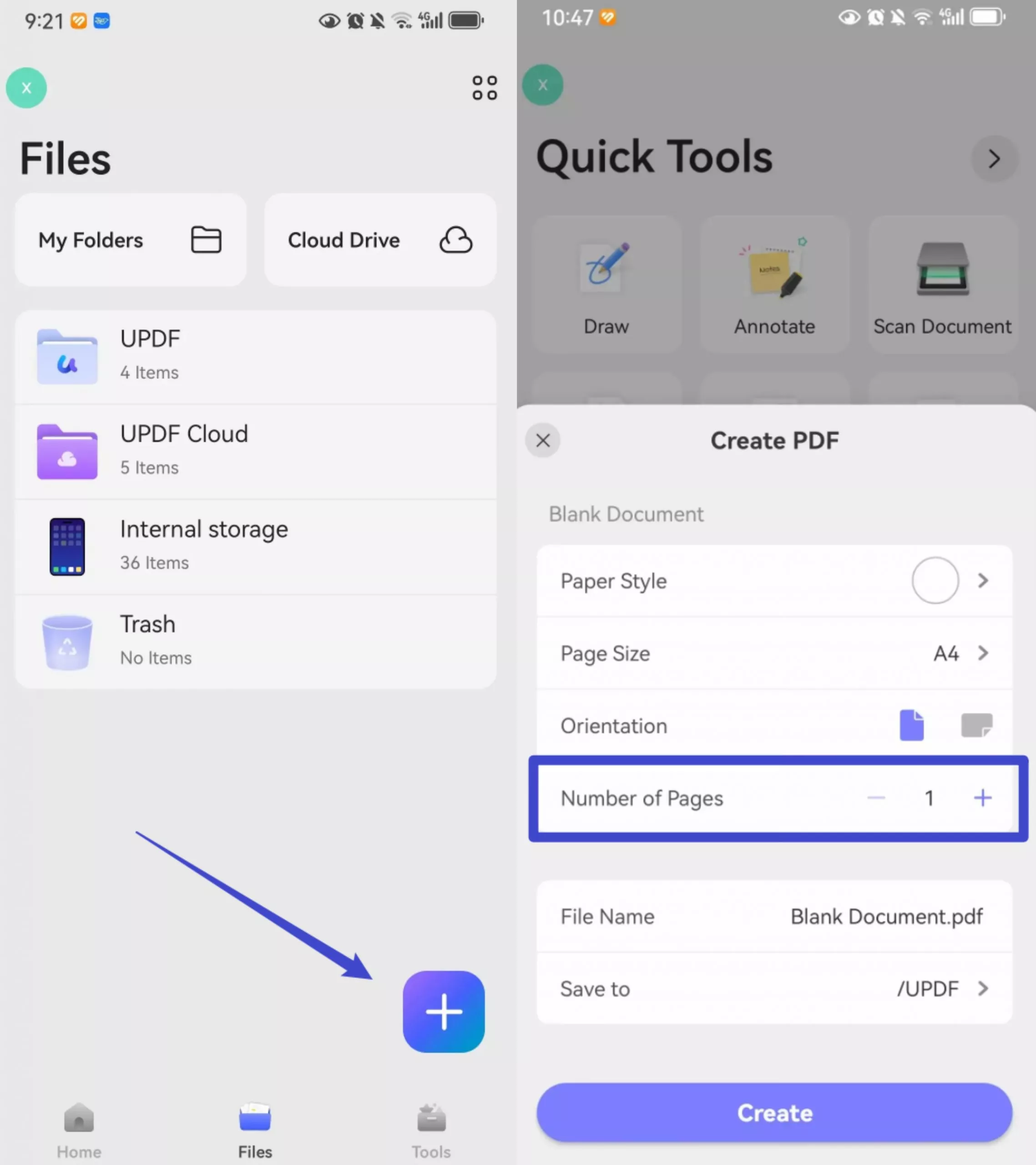 create pdf updf android