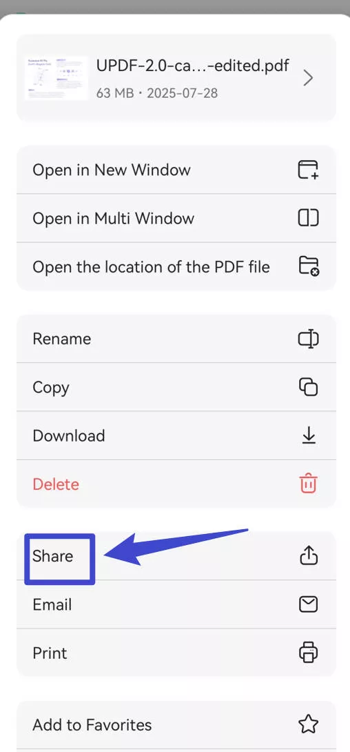share via other apps updf android
