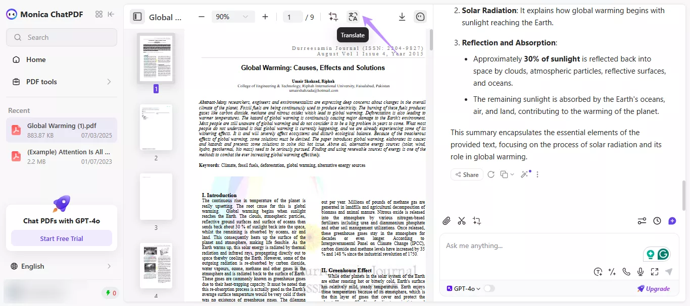 translate the whole pdf monica ai