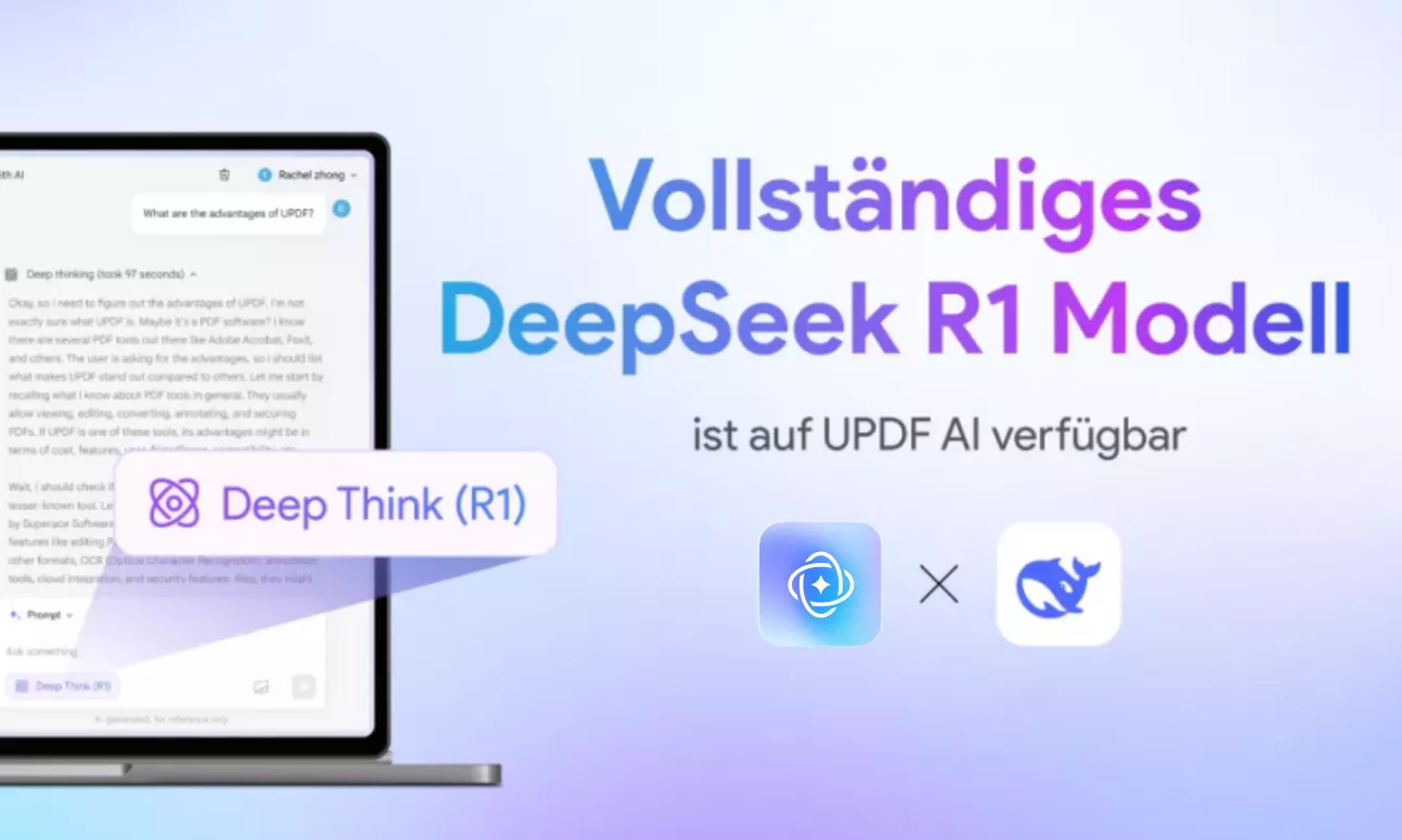 deepseek R1 Modell ist jetzt avalianle auf updf ai
