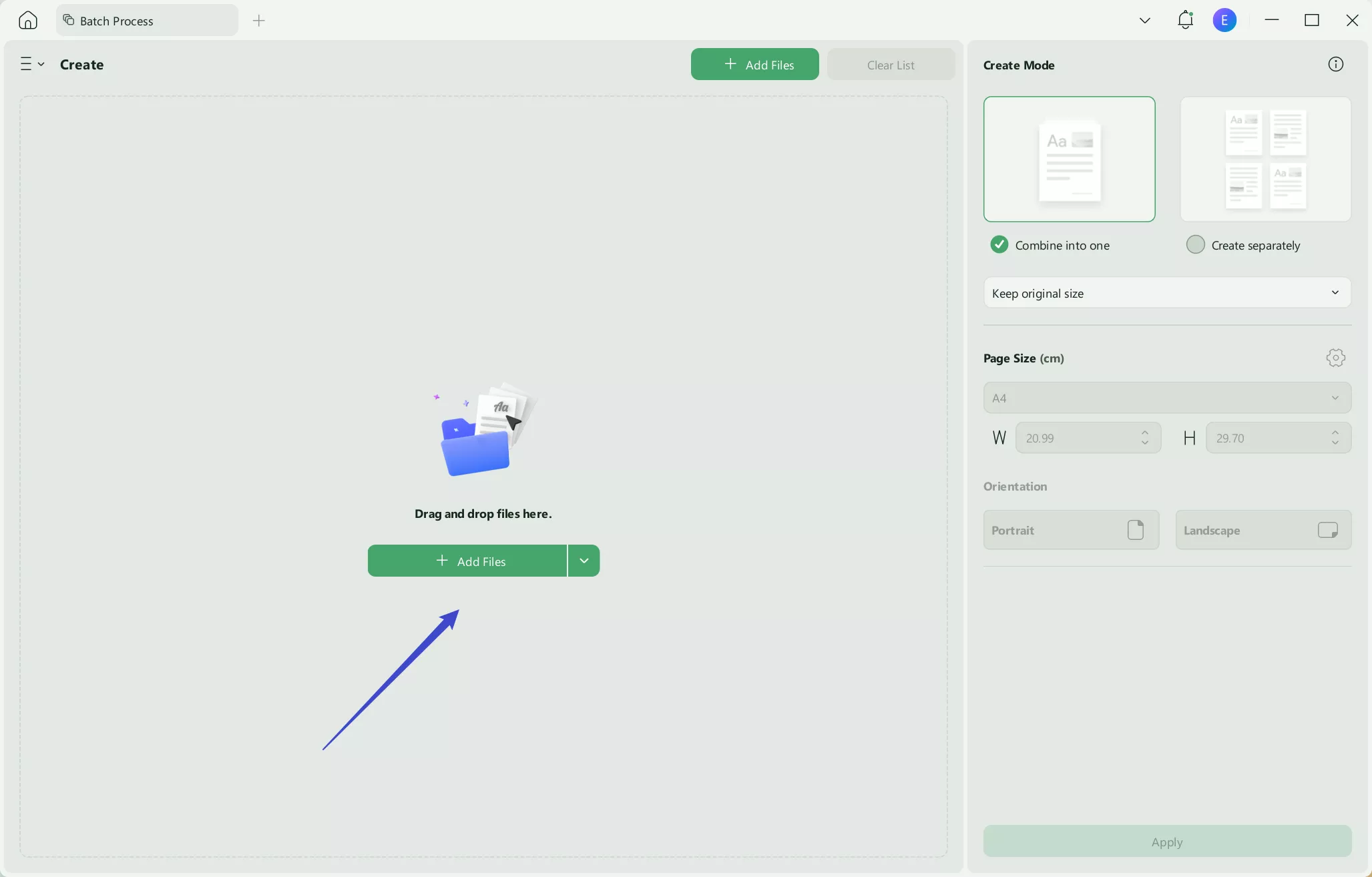 add files to create pdf in batch updf
