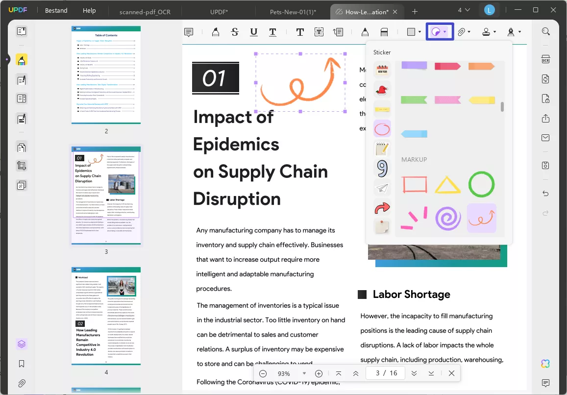 add sticker/shape over the watermark updf windows