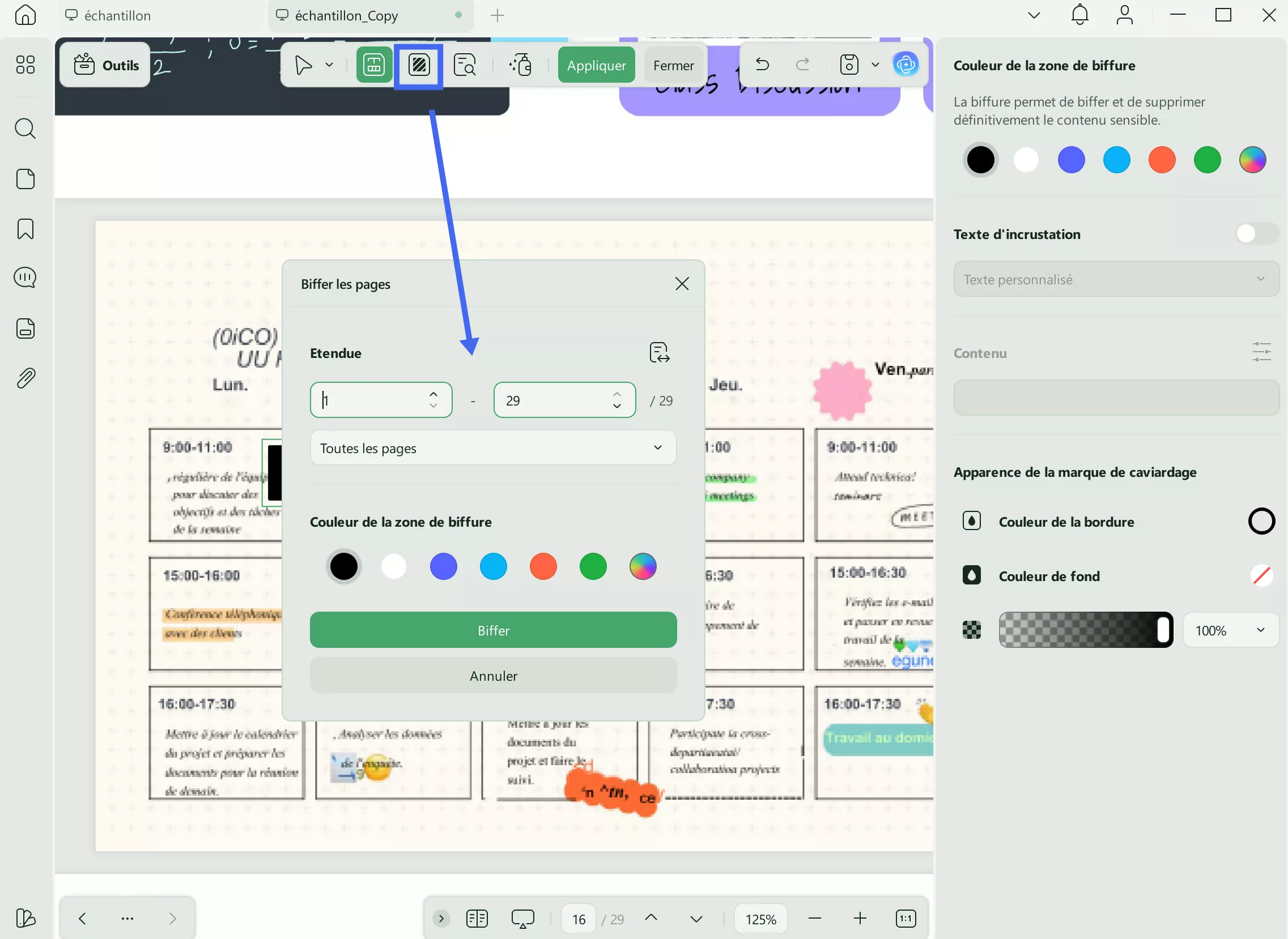 rechercher et masquer updf windows