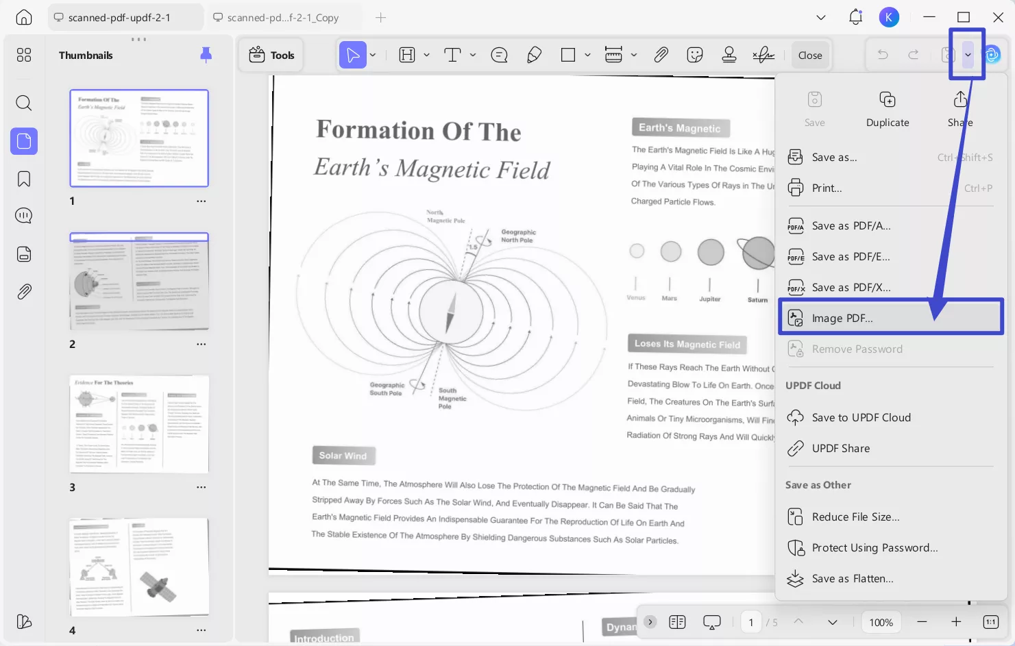 choose image pdf option