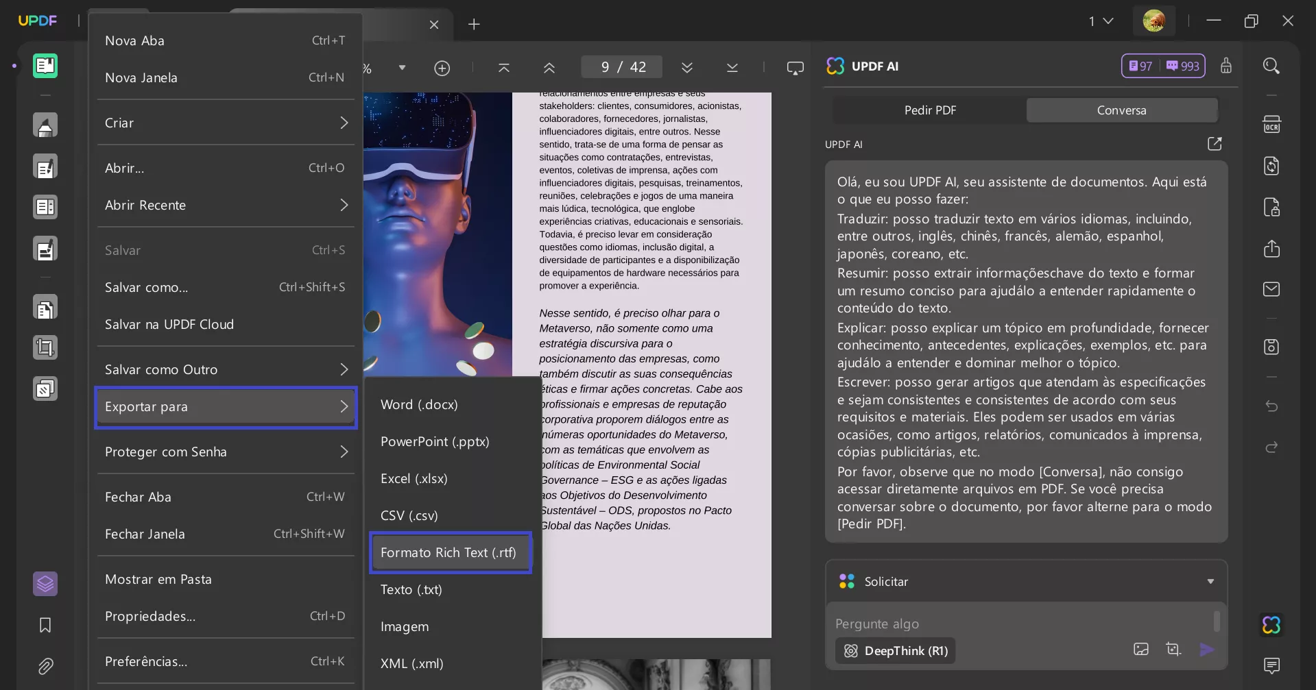 Conversor de PDF para RTF