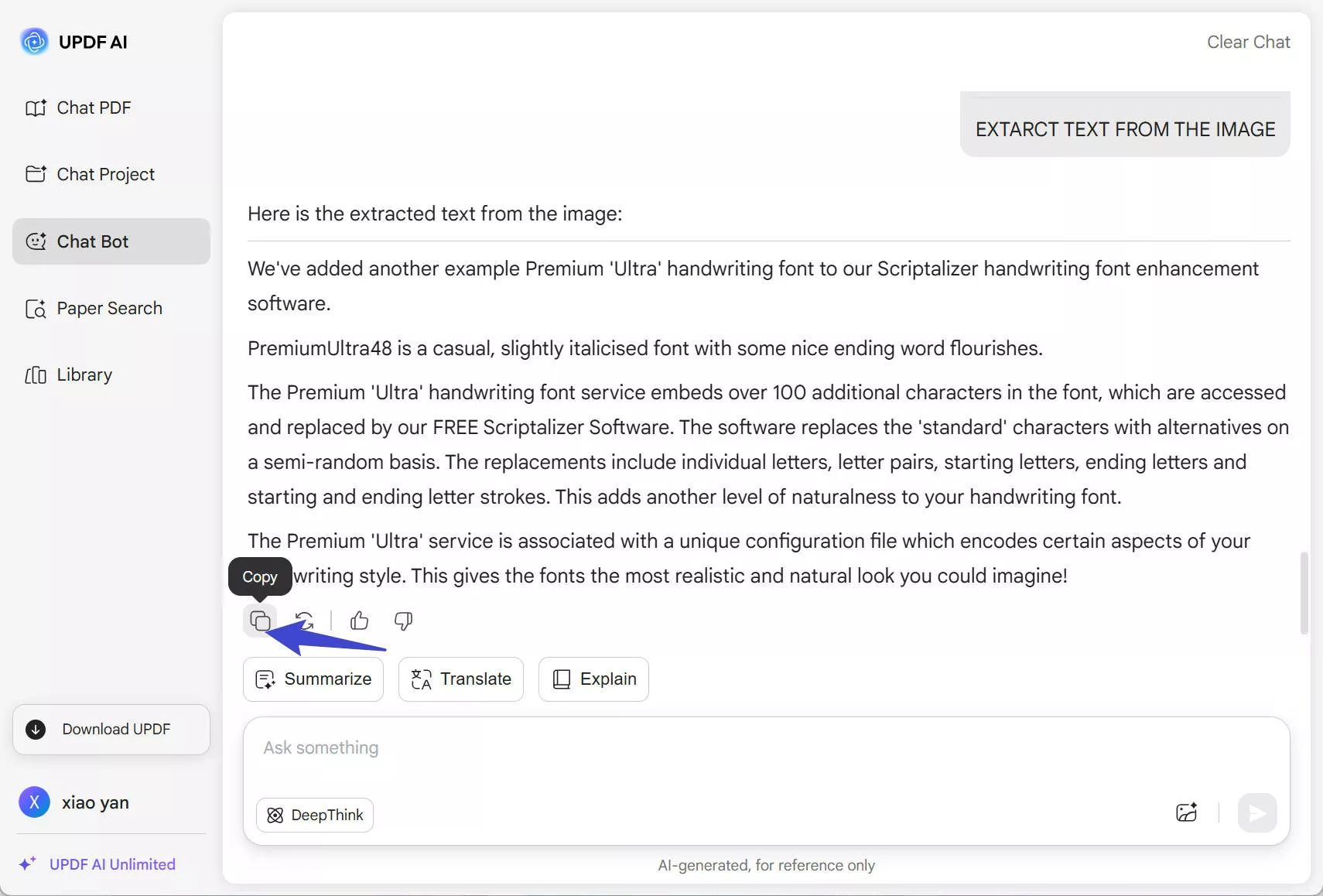 use copy or regenerate icon