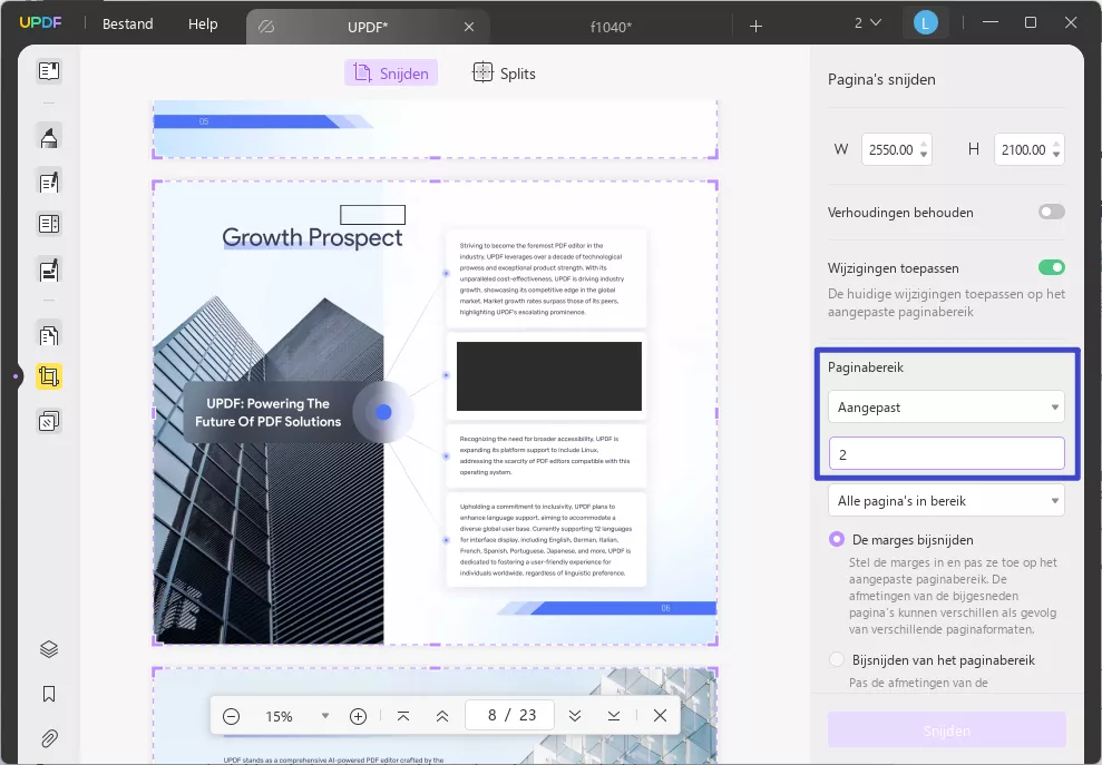 apply page range to crop more pages